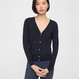 THEORY BLACK BUTTON DOWN CARDIGAN SWEATER SIZE MED 1246